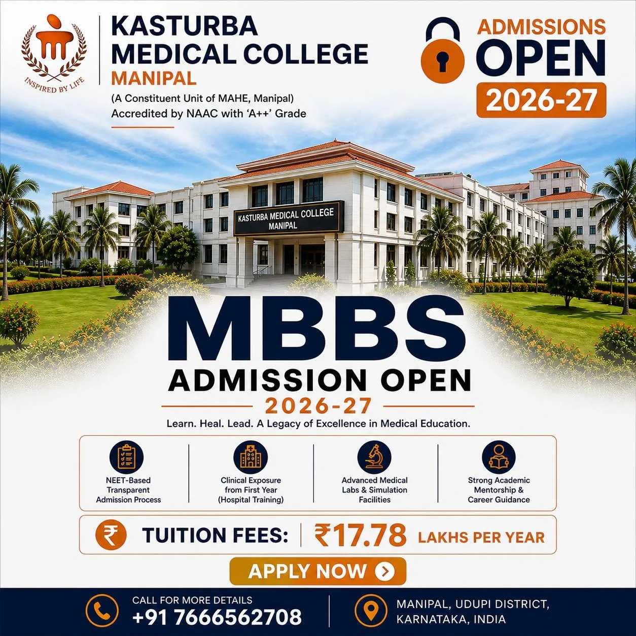KMC MAHE Manipal MBBS Admission Open 2026-27